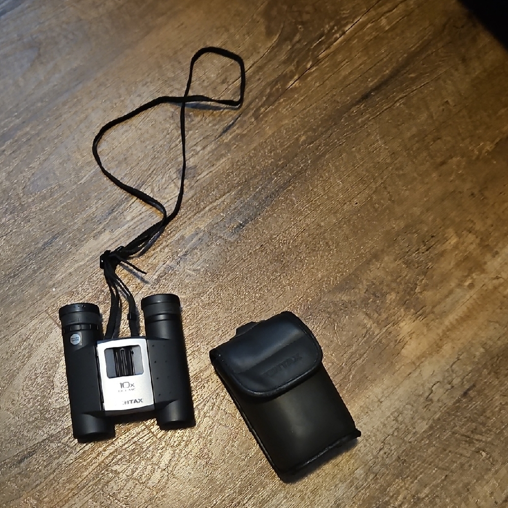 Pentax Black and Silver Binoculars with Case